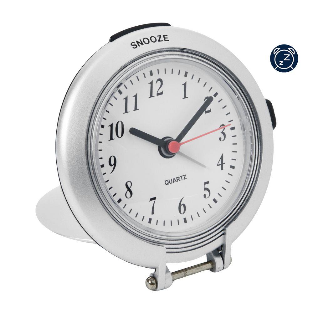 Widdop Round Folding Travel Silver Alarm Clock 5132S