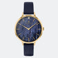 Sara Miller Ladies Gold Watch With Blue Dial & Blue Leather Strap Sa2026