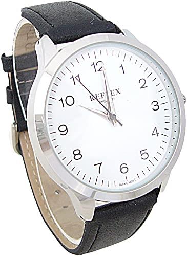 Reflex Mens Watch Black Leather Strap White Dial Ref0032