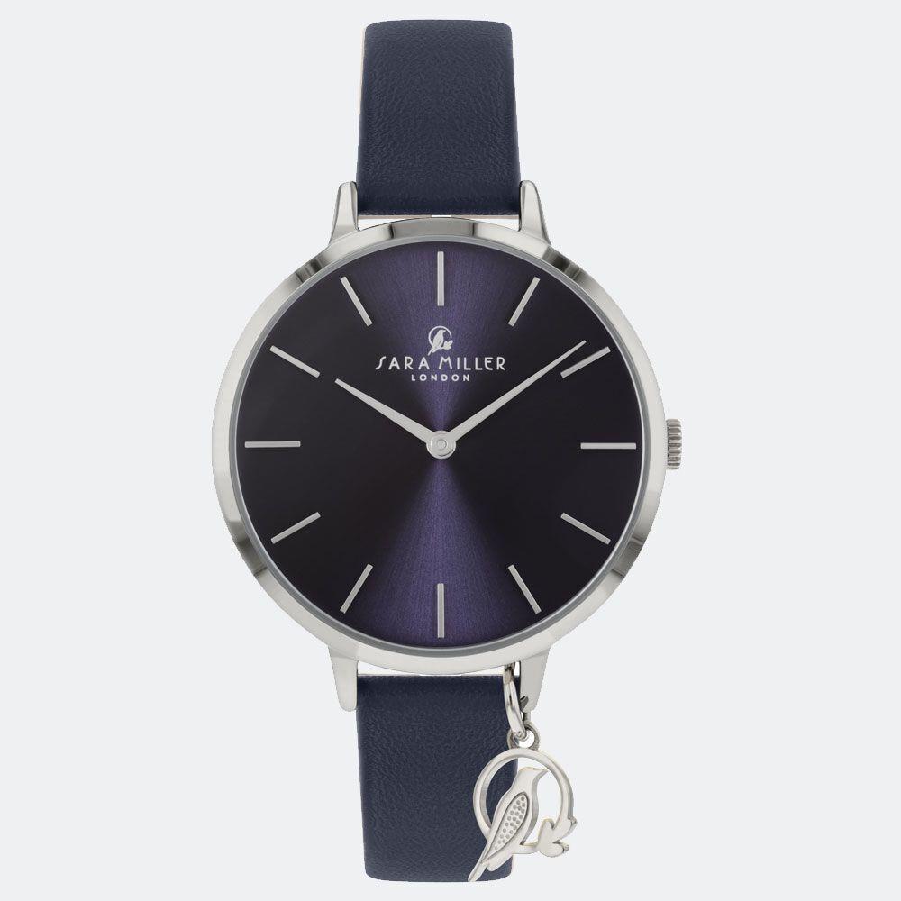 Sara Miller Silver Charm Blue Leather Band SA2037