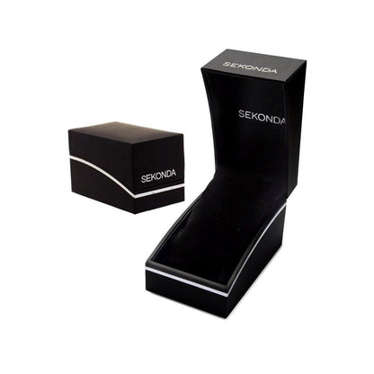 Sekonda Mens Fashion Dated Black Dial Silver Bracelet Watch 1192