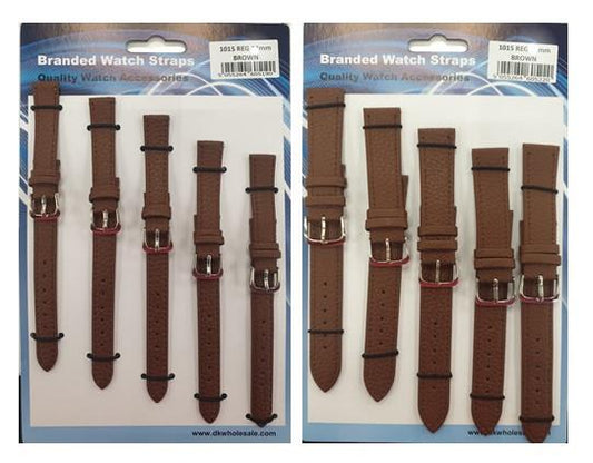 Brown Leather Watch Straps Pk5 size 1015BR Available Multiple Size