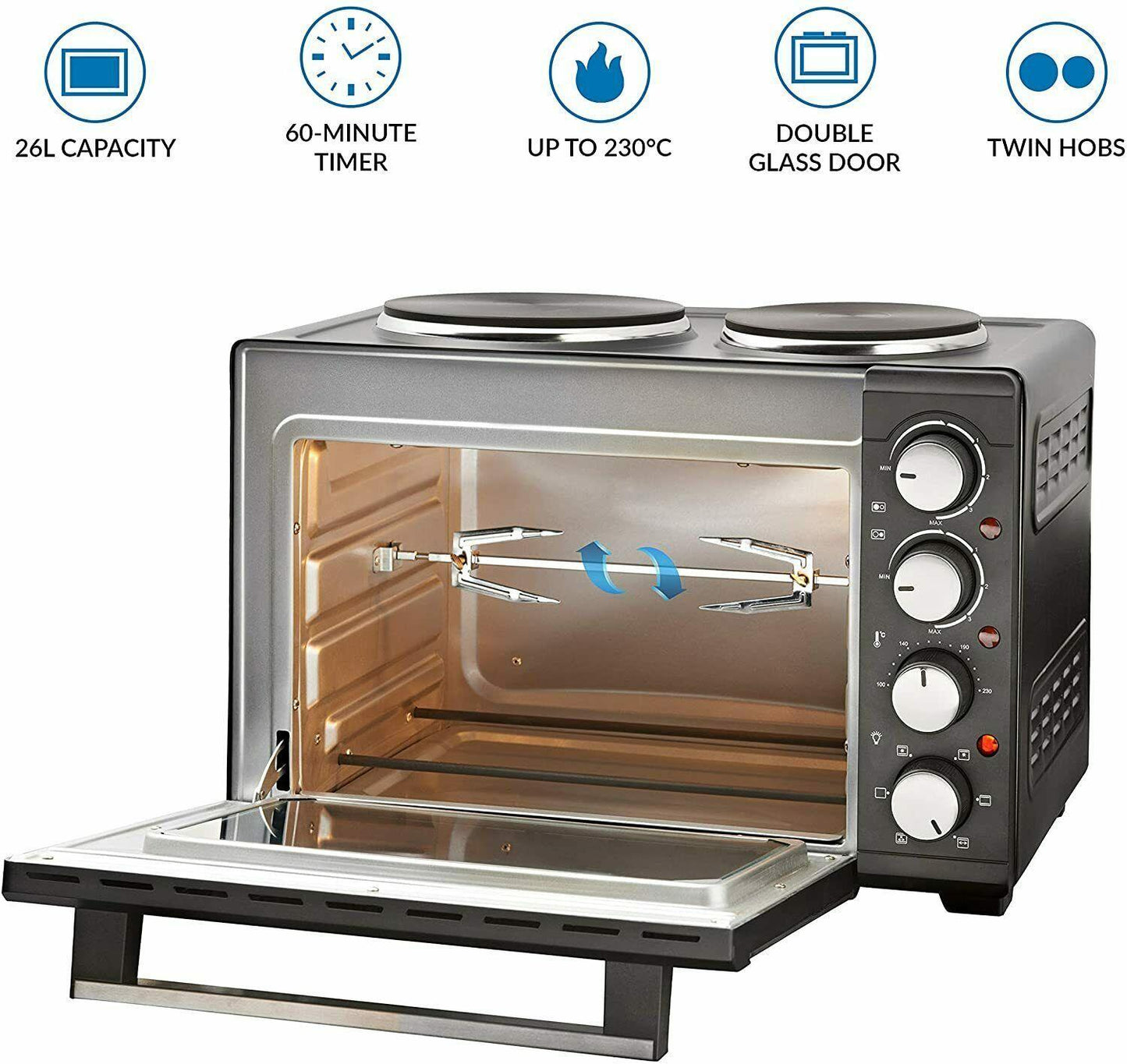 Quest 26 Litre Twin Hob Convection Oven - 35379