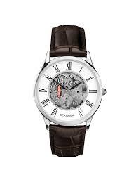 Sekonda Mens Skeleton Brown Leather Strap Watch 1202