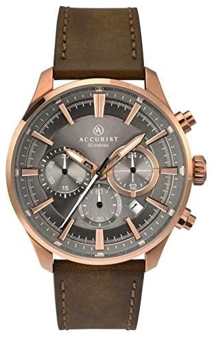 Accurist Men's Chronograph Date Luminious Leather Strap Wristwatch 7195