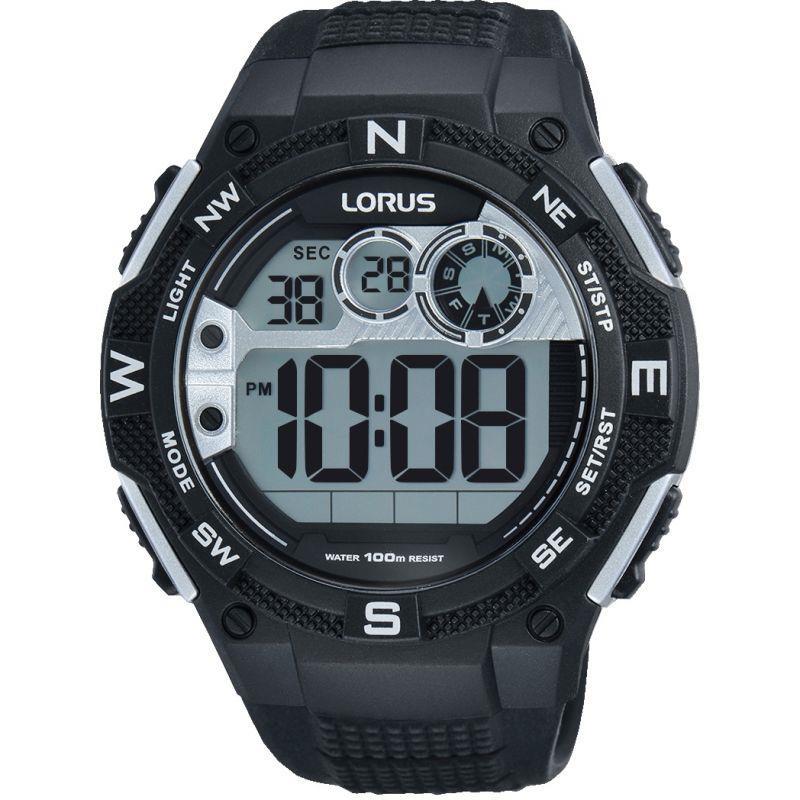 Mens Lorus Digital Alarm Chronograph Rubber Strap Watch R2307lx9