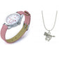 Relda Pink Horse Watch and Girls Jewellery Set – Watch Gift Set for Kids with Silvertone Horse Necklace & Bracelet REL24 NEEDS BATTERY