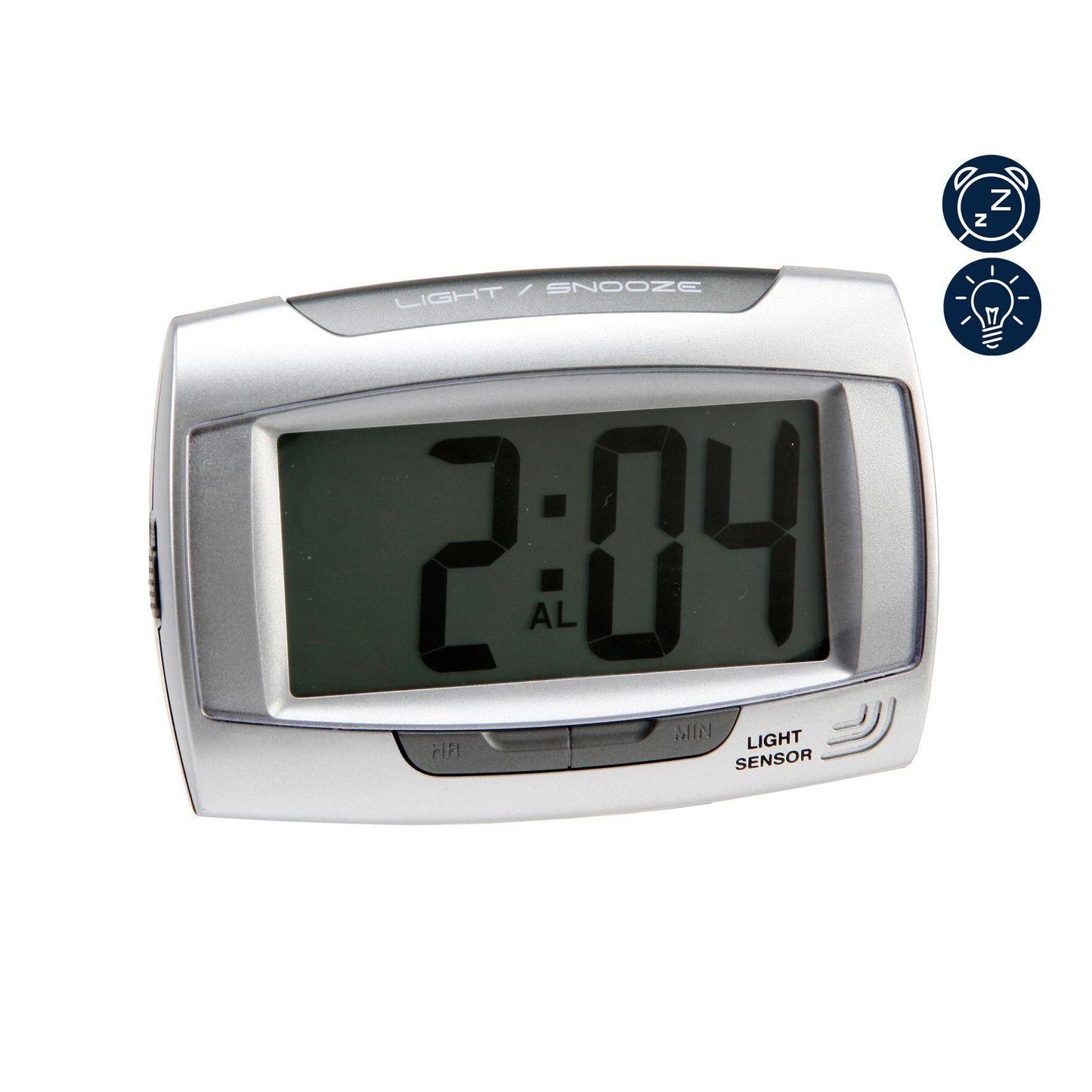 Widdop Light Sensor Silver Alarm Clock 5209S