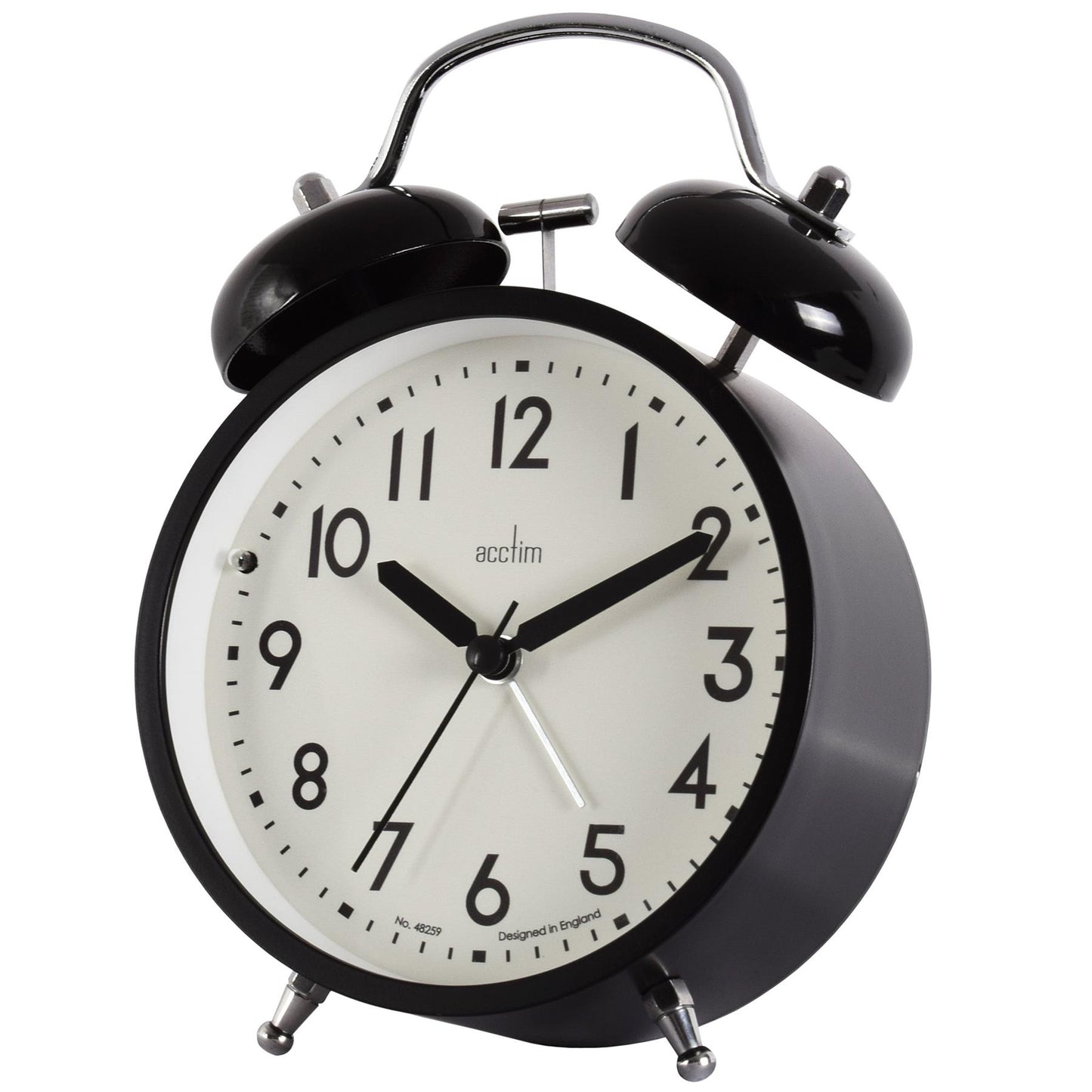 Acctim Newstead Analogue Double Bell Alarm Clock Black 15933