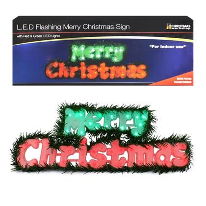 Christmas Workshop 40 LED Flashing Red & Green Xmas Sign