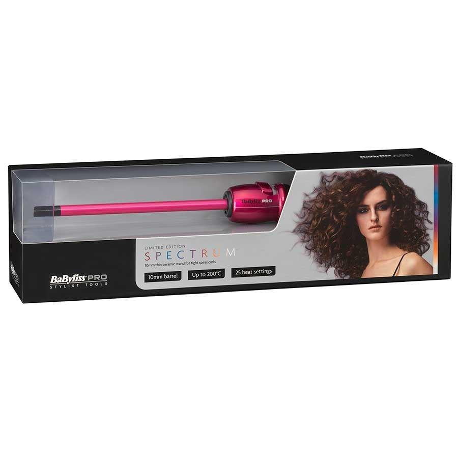 BaByliss PRO Spectrum 10mm Thin Ceramic Wand - Hot Pink BAB2210U