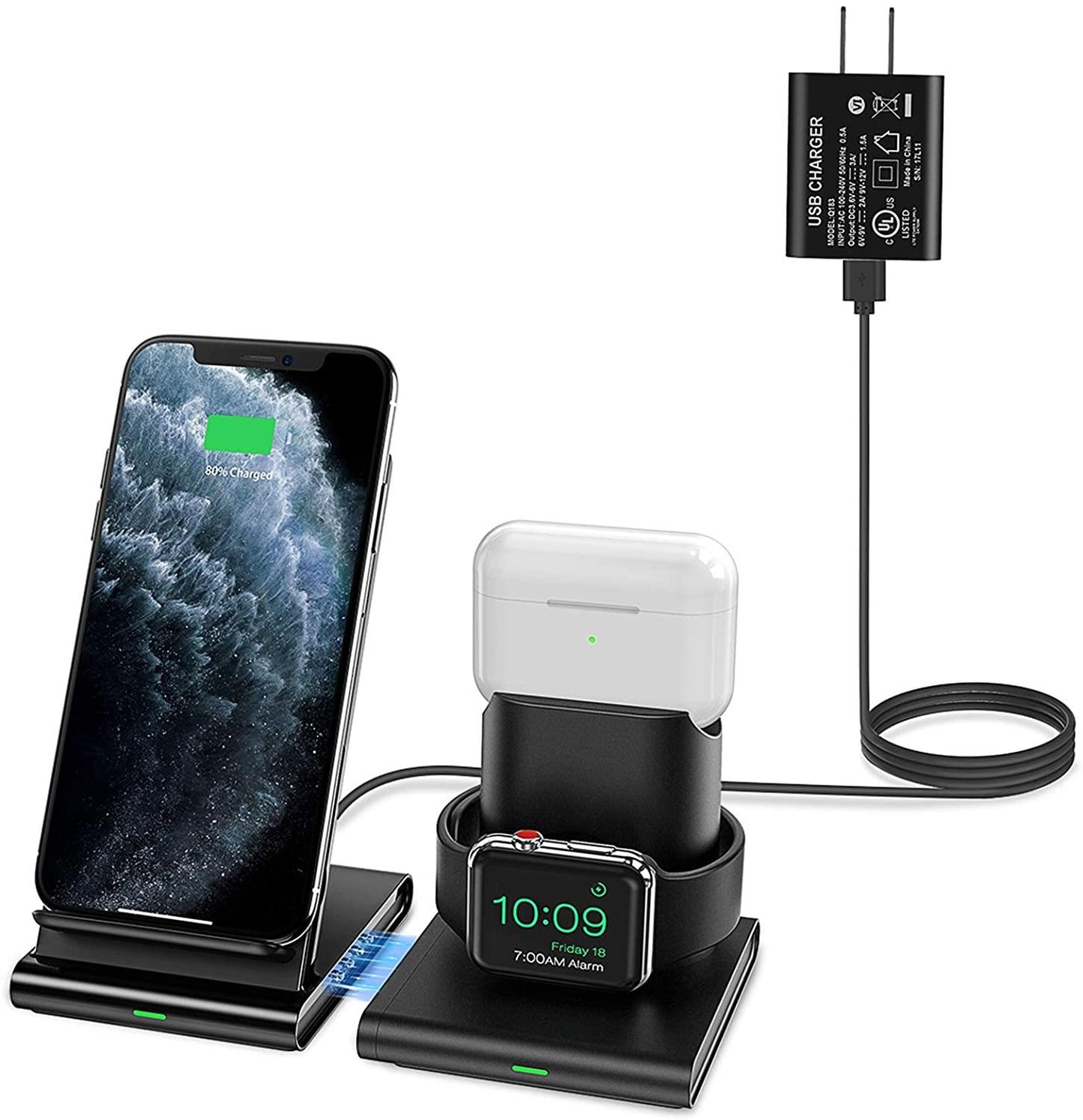 Seneo 7.5W 3 in 1 Fast Wireless Charger Stand