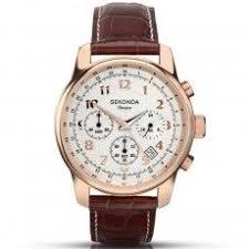 Sekonda Men's Chronograph Rose Gold Case Brown Leather Strap Watch 1144