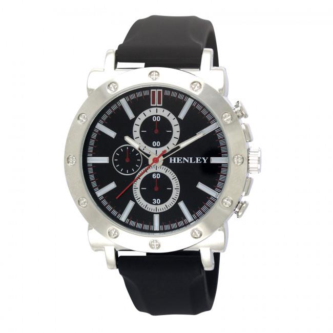 Henley Mens Polished Dial Sports Rubber Strap Watch H02205 Available Multiple Colour