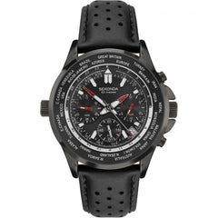 Sekonda Mens Chronograph Dated Black dial With Black leather strap watch 1864