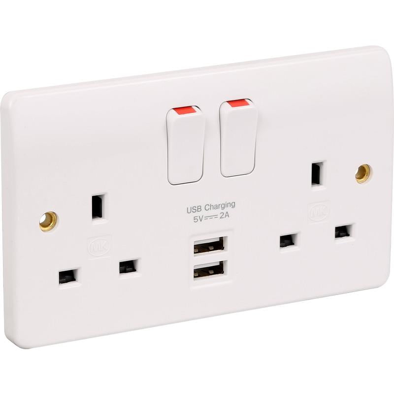 Double Switch Socket With 2 USB
