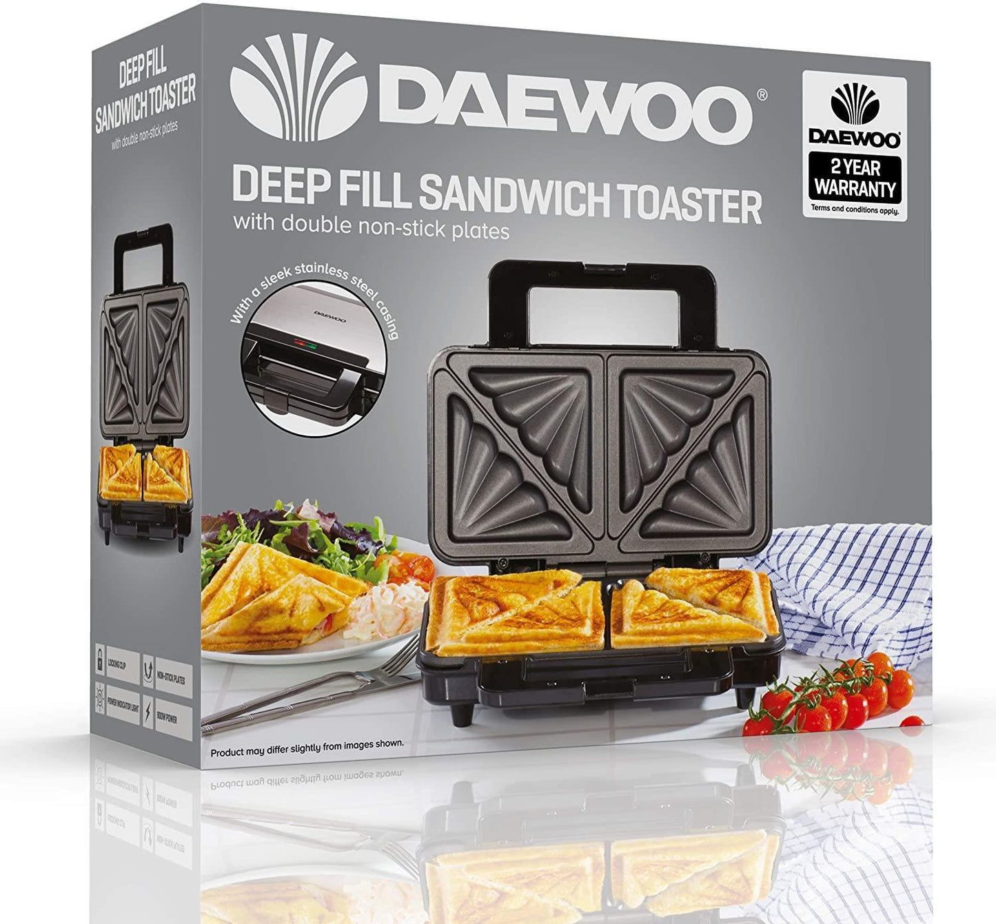 Daewoo SDA1389 900W Deep Fill 4 Slice Kitchen Sandwich Maker