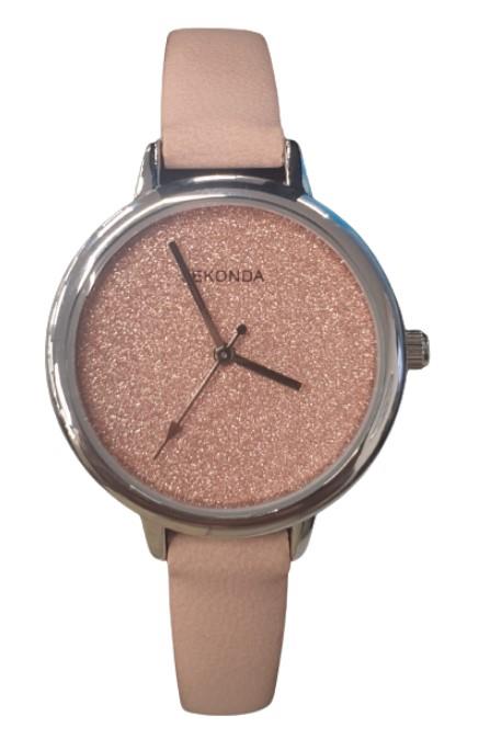 Sekonda Ladies Glitter Bling Dial With Nude Leather Strap Watch 2823
