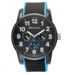 Henley Mens Black Dial Dual Silicone Sports Rubber Strap Watch H02204 Available Multiple Colour