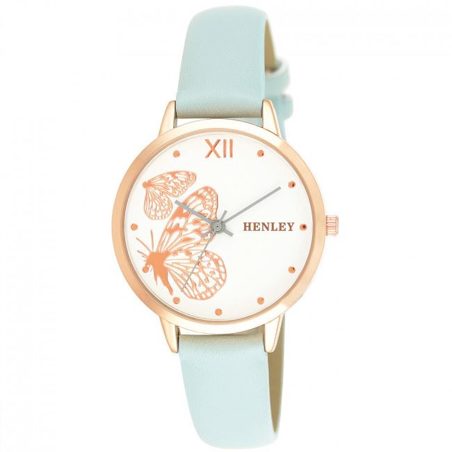 Henley Women's Fashion Casual Butterfly Design Leather Strap Watch H06146.10