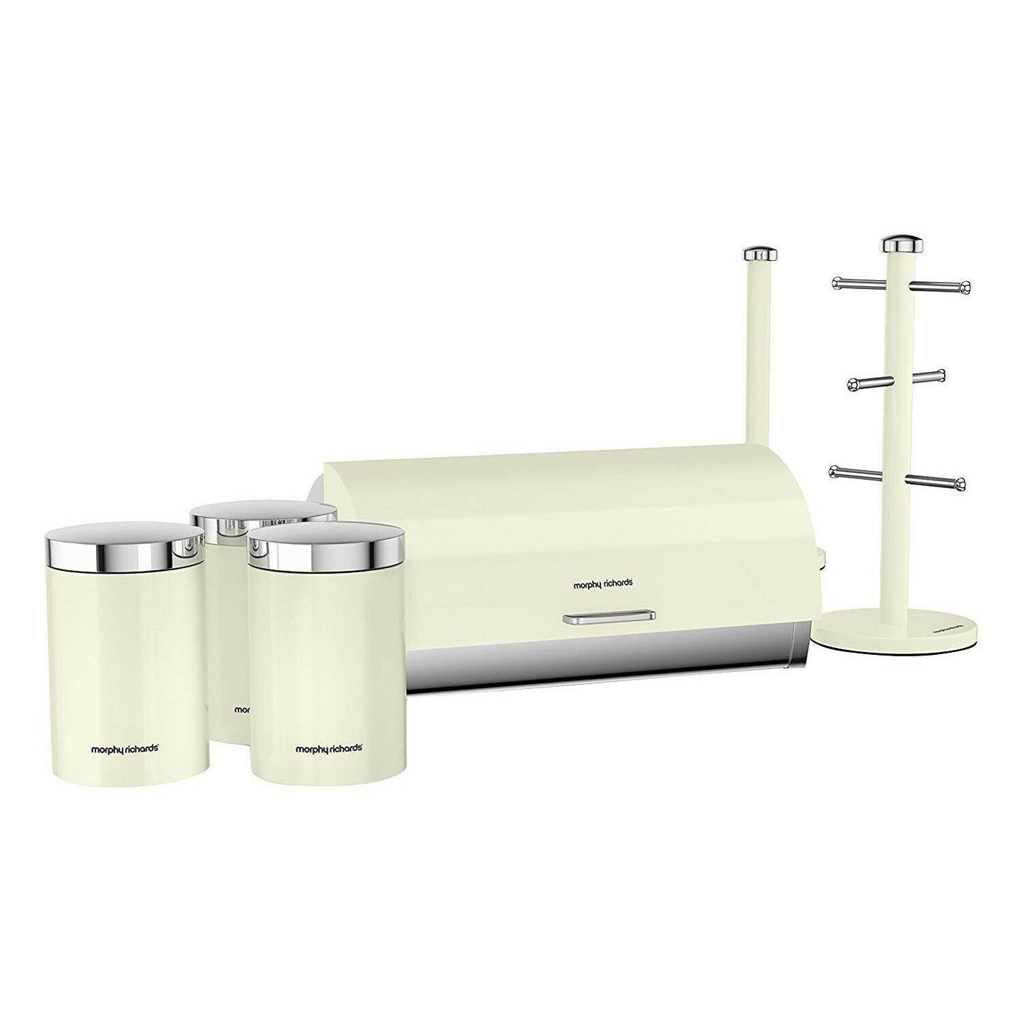 Morphy Richards Accents Storage Set, Ivory Cream, 6 Piece - Breadbin Canister TowelPole Mugtree