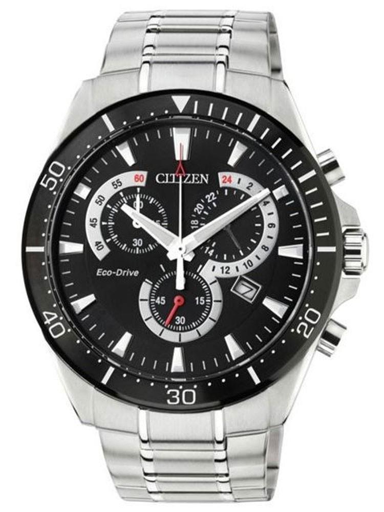 Citizen Mens Chandler Black Chronograph Dial Stainless Steel Bracelet Watch AT2358-51E