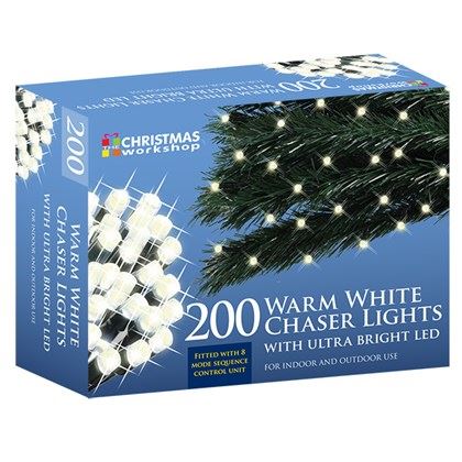 Christmas Workshop 200 LED Warm White Chaser Lights (Carton of 12)