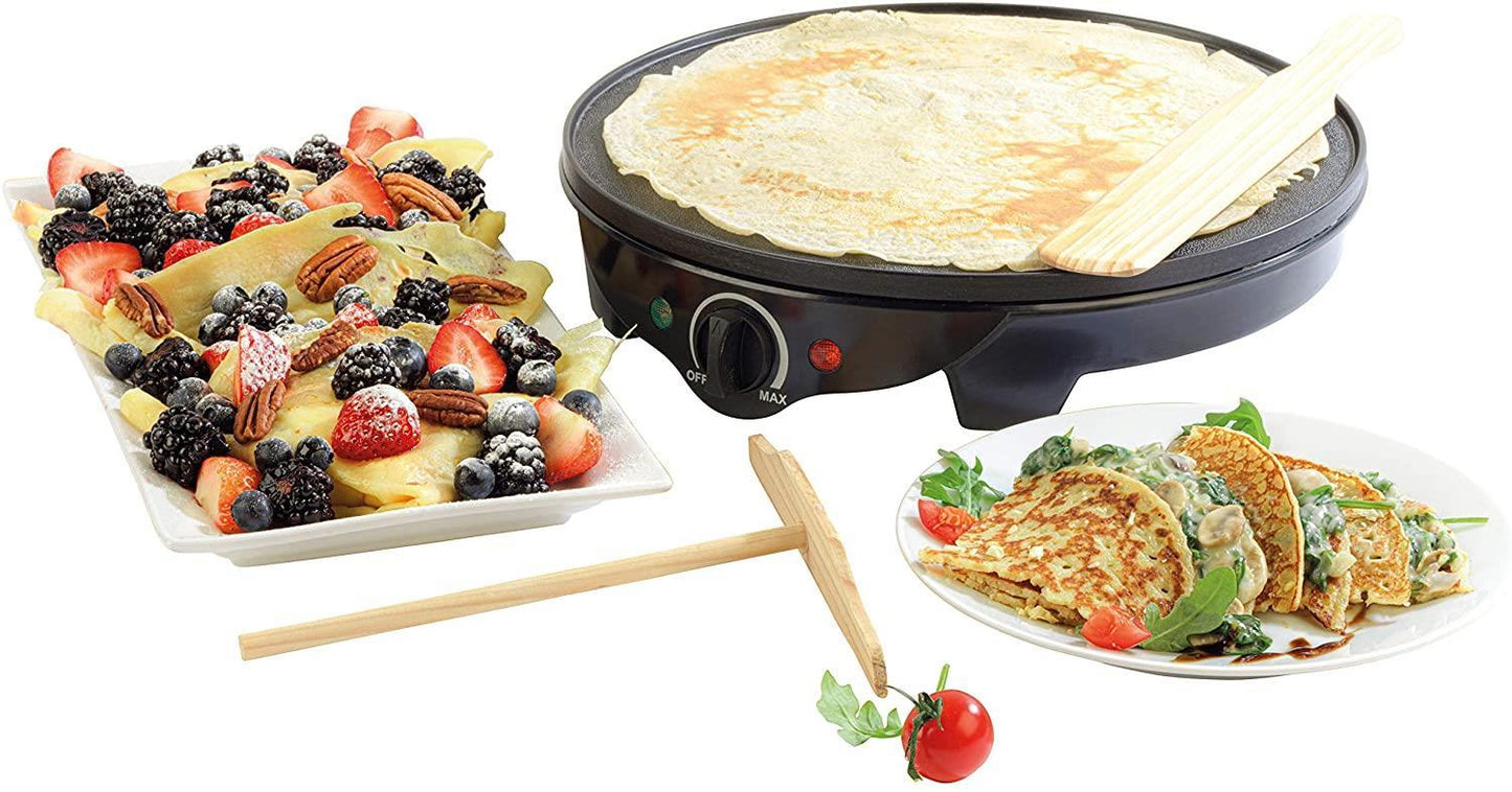 Giles & Posner® EK2510G Electric Crepe Maker | 30 cm/12 Inch Plate | 1300 W | Cook Delicious Sweet and Savoury Pancakes, Crepes and Galettes in Minutes