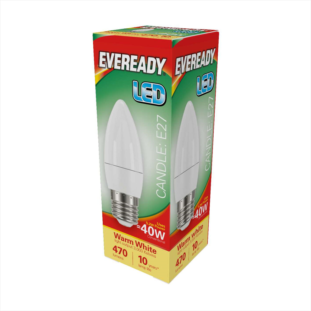 Eveready S13614 LED Candle Bulb 40w E27 (ES) 470lm 4.9W Warm White (Pack of 5)