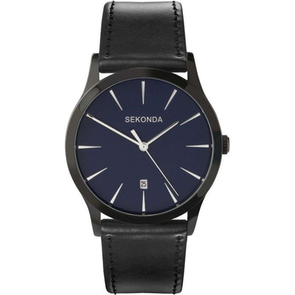 Sekonda Mens Blue Dial Analogue Display Black Pu Strap 3536