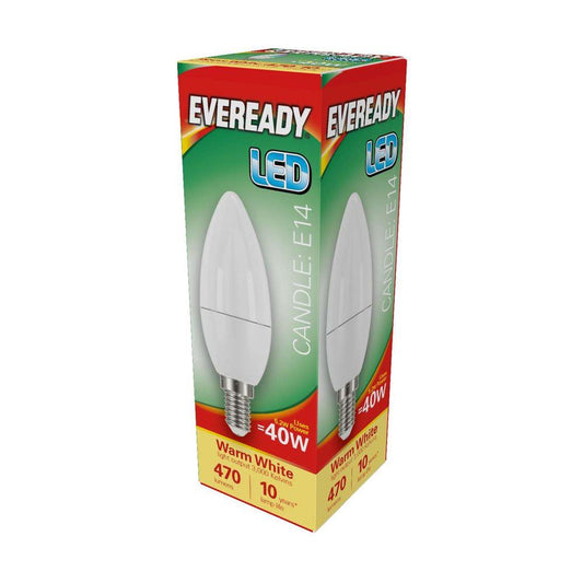 Eveready S13616  LED Candle Bulb 40w E14 (SES) 470lm 4.9W Warm White (Pack of 5)