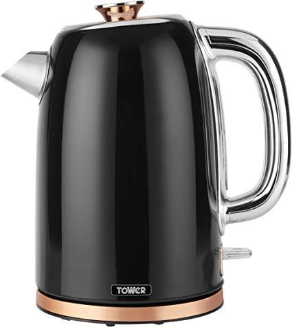 Tower 1.7L Kettle  & 2 Slice Toaster Black and Rose Gold Combo Set