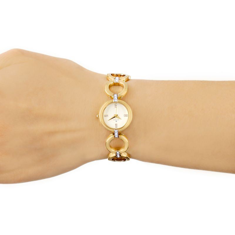 Accurist London Women's Fashion Designer Gold Bracelet Watch 8058