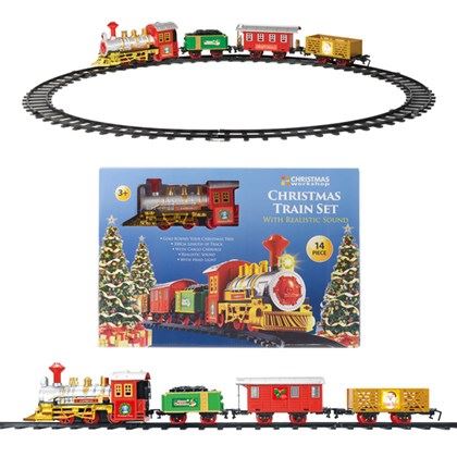 Christmas Workshop Xmas Train with 3 carriages-B/O (Carton of 18)