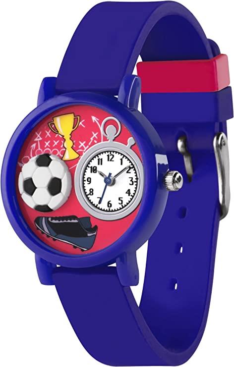 Tikkers Children's Quartz Watch with Multicolour Dial Analogue Display and Blue Silicone Strap TK0068