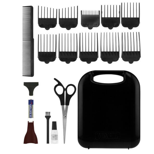 Wahl Men Hair Clipper Nose Ear Trimmer 18 Piece Shaver Gift Set Burgundy- 79449-917