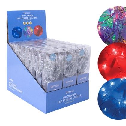 Christmas Workshop BO 40 LED String Light-12xMulti/6xRed/6xBlue (Carton of 72)