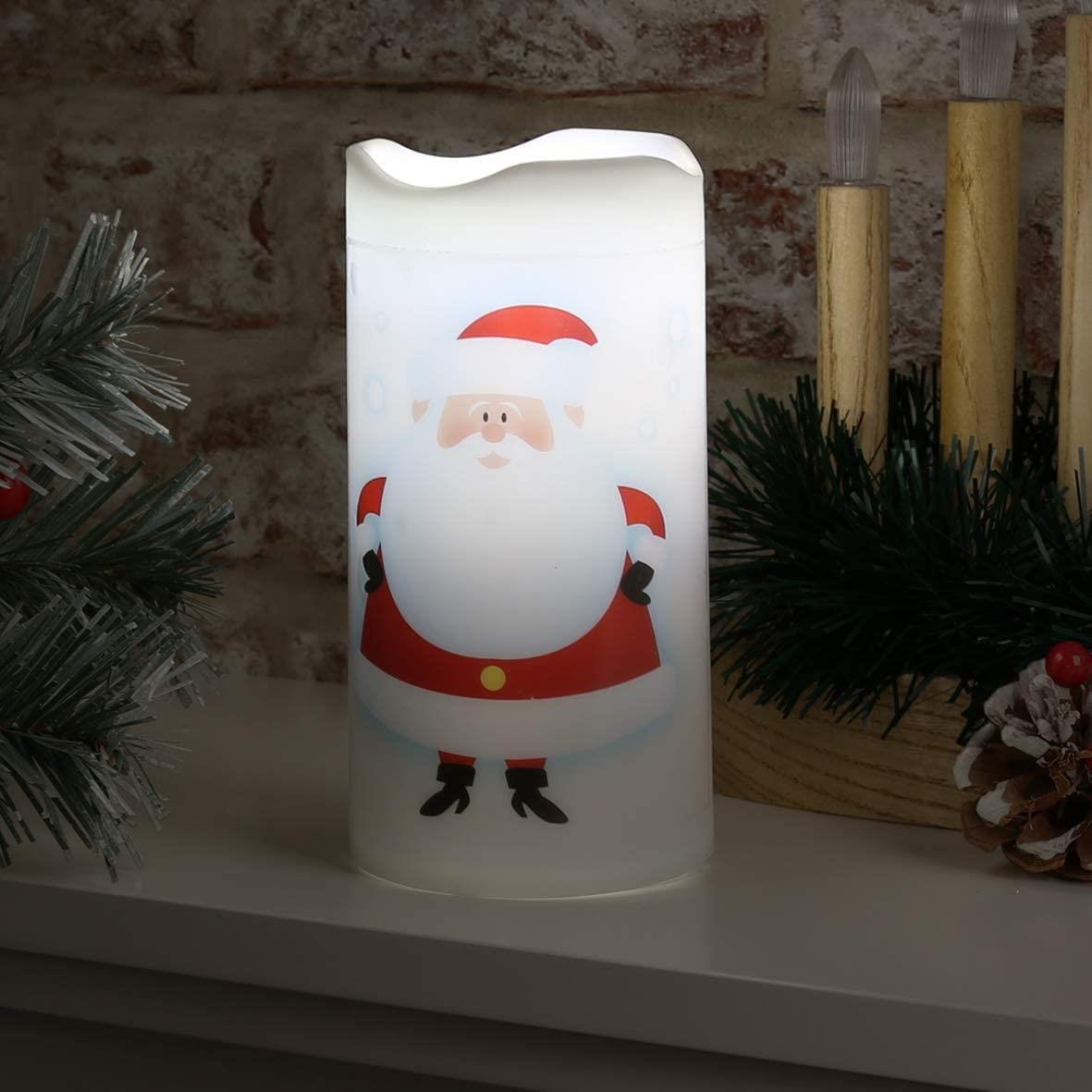 The Christmas Workshop 47260 Santa LED Projector Candle | 4 Festive Patterns | Safe and Flameless | Enchanting and Magical | Festive Lighting