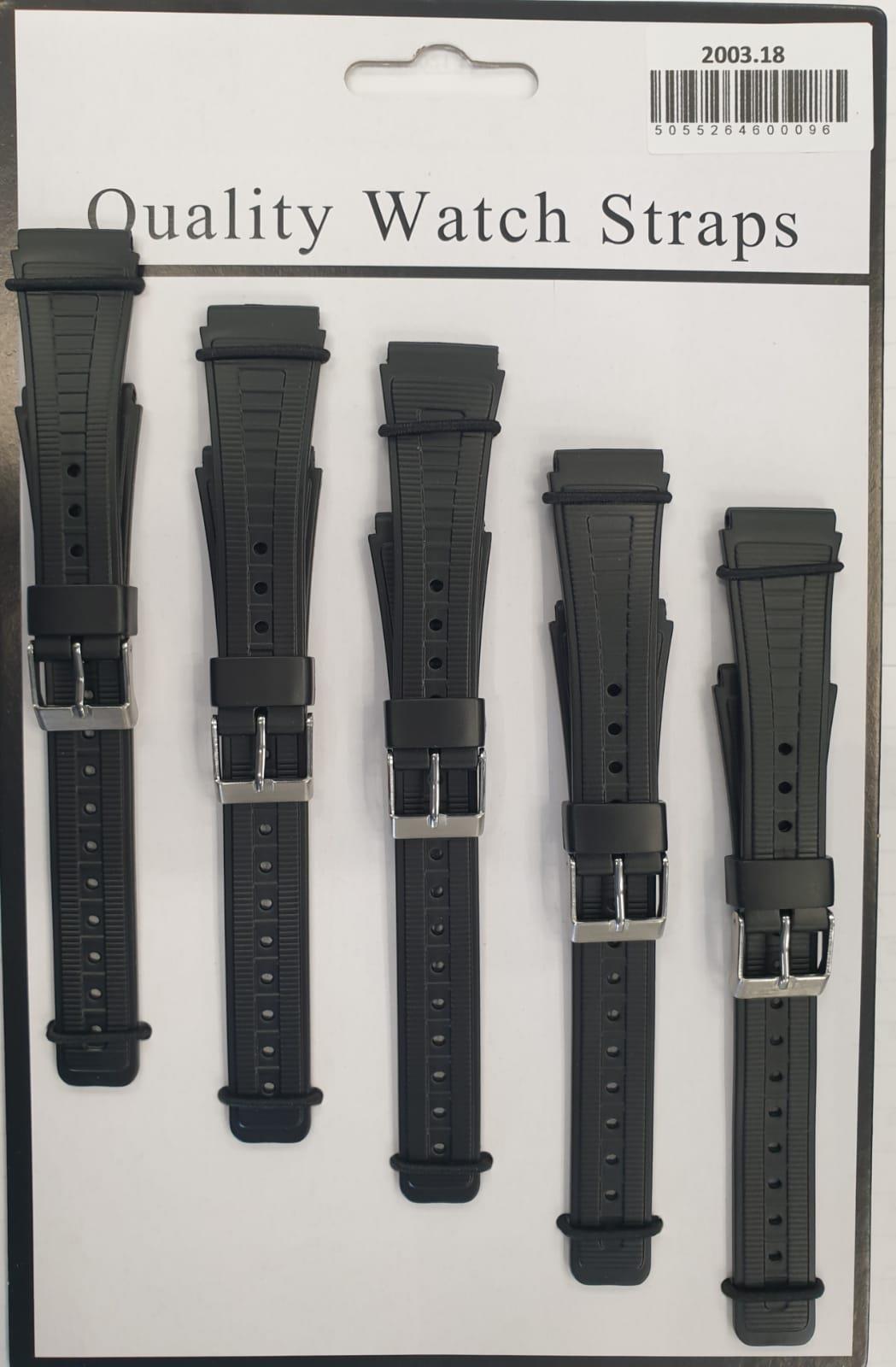 2003 5PK Black Rubber Watch Straps Available Sizes 12mm to 22mm