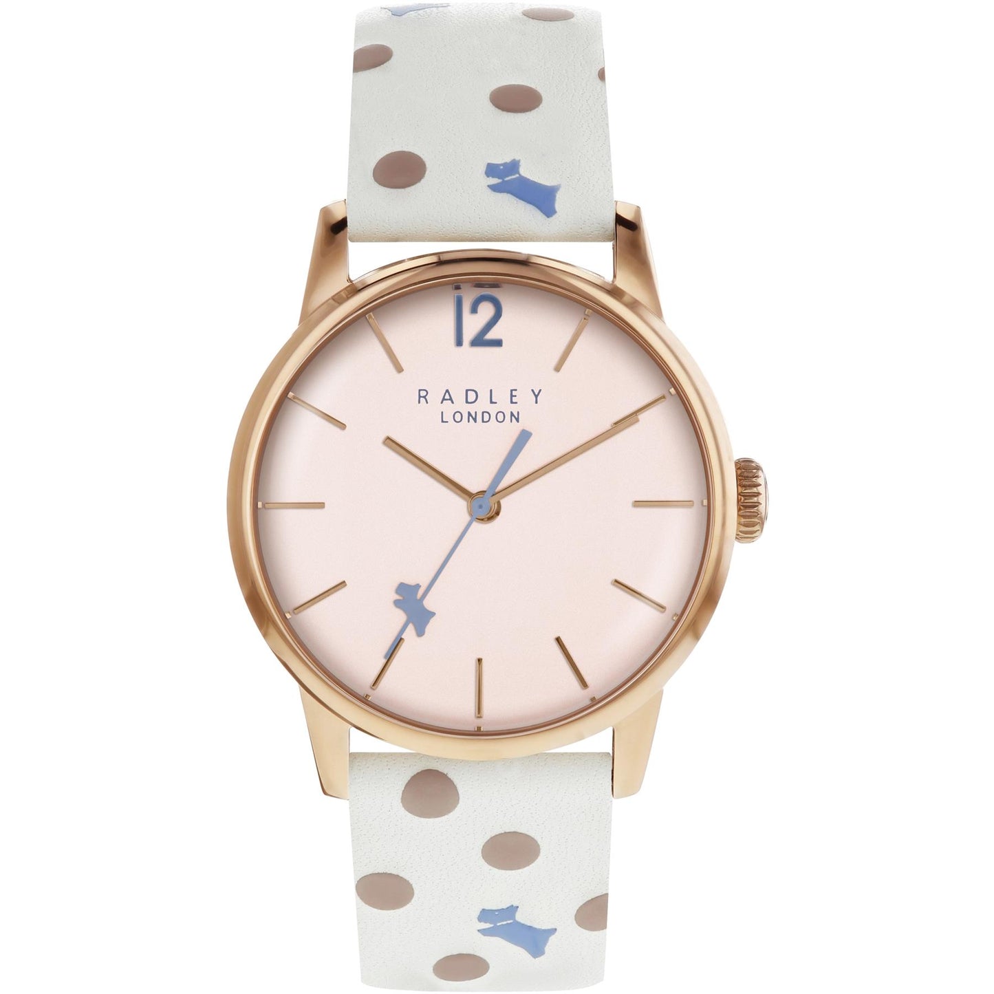 Radley Ladies Rose Gold Stainless Steel Watch With Chalk Patterned Leather Strap Ry2566