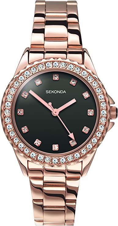 Sekonda Ladies Quartz 33mm With Stone Set Case, Analogue Display And Stainless Steel Bracelet 2905