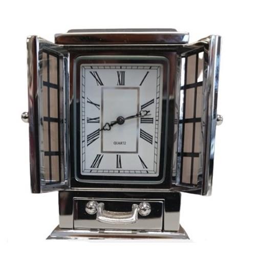 Miniature Clock Rectangle Silver Plated Solid Brass IMP40S - CLEARANCE NEEDS RE-BATTERY