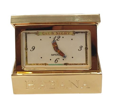 Miniature Clock Gold Plated Habana Cigar Solid Brass IMP72 - CLEARANCE NEEDS RE-BATTERY