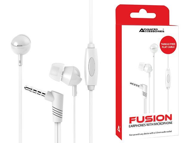 Advanced Accessories Fusion 3.5mm Earphones with Microphone-White