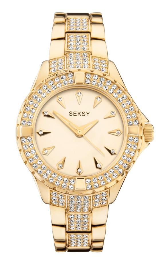 Seksy Ladies Watch | Gold Case & Brass Bracelet With Champagne Dial | 2259