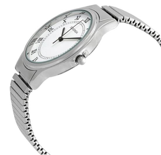 Sekonda Mens Basic White Dial with Silver Metal Expandable Bracelet Watch 3022b