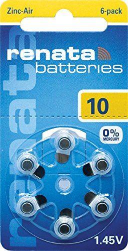 Renata No. 10 (PR70) Hearing Aid Batteries 6 pack