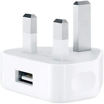 InTech 3 Pin USB Wall Power UK Mains Plug Charger Adapter- White