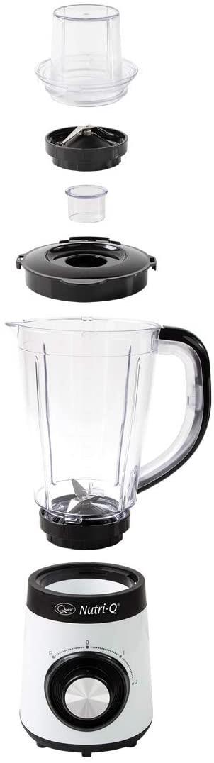 Nutri-Q Blender with Grinder for Nuts and Seeds, Chop Mix Blend, White 34790