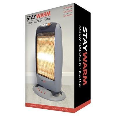 StayWarm 1200w 3 Bar Compact Halogen Heater - Grey